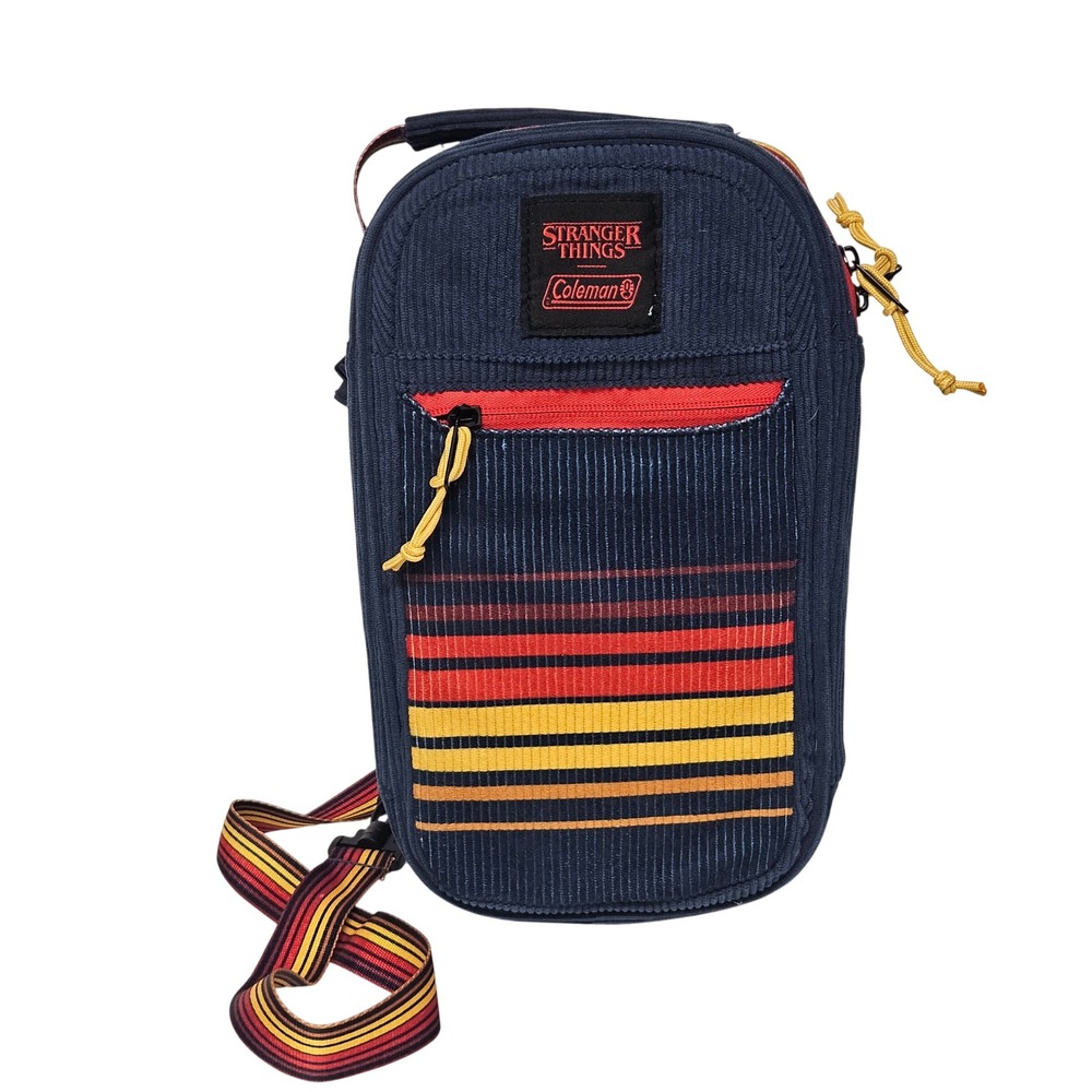 Coleman Stranger Things Crossbody Bag Navy Blue Corduroy Retro Striped 2225077